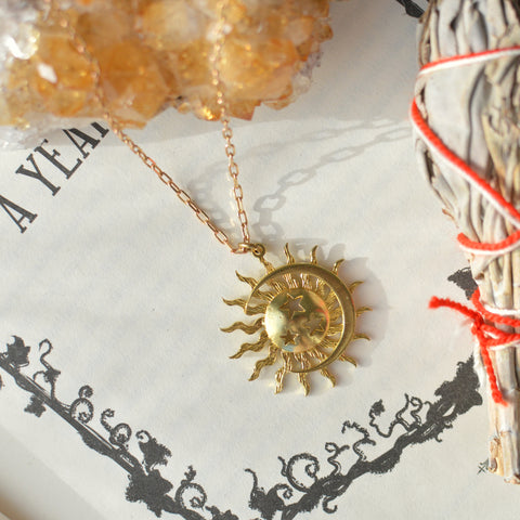 Sun, Stars & Moon Pendant Necklace