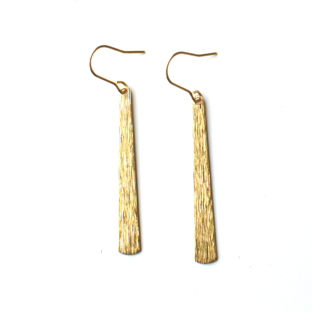Textured Brass Drop Earrings